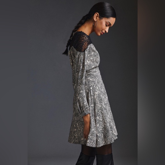 Anthropologie By Anthropologie Lacy V-Neck Mini Dress - Picture 4 of 11